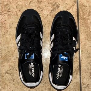 Adidas Black and White Samba Sneakers with Suede Upper